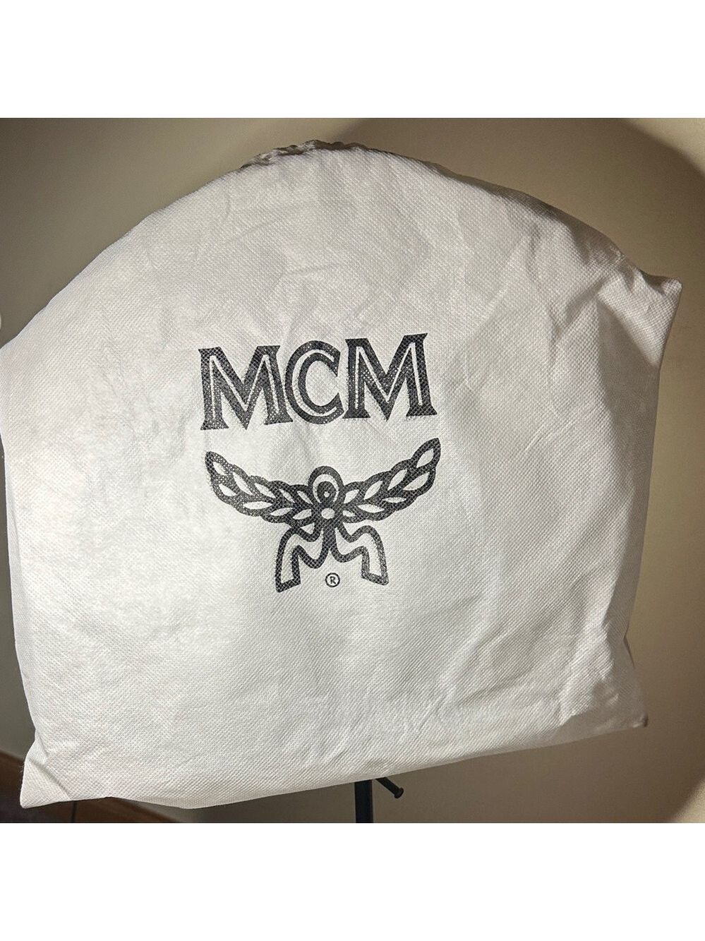 MCM Navy & Gray Monogram Leather & Denim Shoulder Bag - Picture 8 of 9